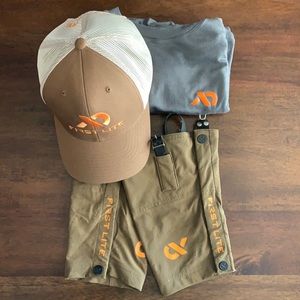 First Lite Hat, short sleeve shirt, ankle gaiters